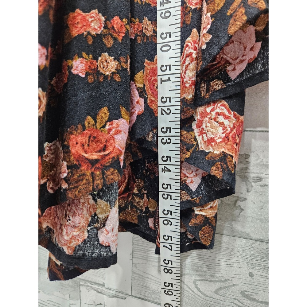 Free People Floral Tiered Maxi Dress Black Rose Boho V-Neck Long Sleeve Medium - Picture 6 of 7